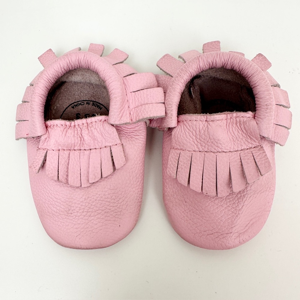 Bird Rock Baby Pink Leather Moccasins Size 3